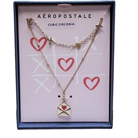 Aeropostale Heart Necklace - Cubic Zirconia -‎ NEW - Picture 2 of 4
